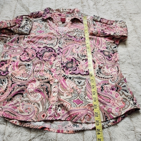Button down shirt Cotton blend Pink Paisley Size Lp 212 COLLECTION - Picture 12 of 17
